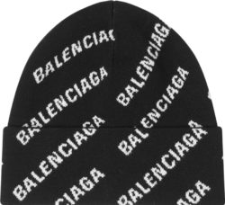 Balenciaga Black Allover Mini Logo Beanie