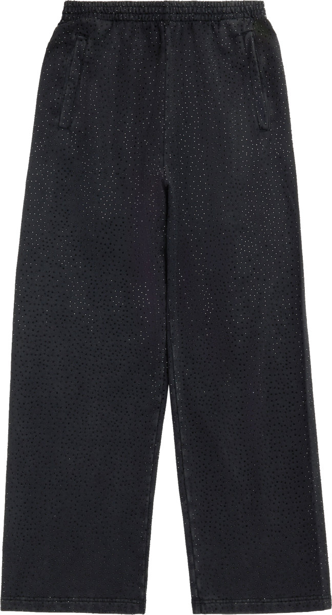 Balenciaga Black Allover Rhinestone Sweatpants | INC STYLE