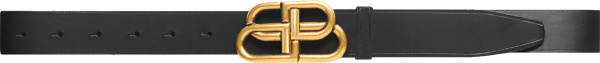 Balenciaga Black And Gold Large Bb Logo Belt