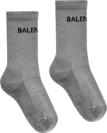 Balenciaga Black And Grey Logo Tennis Socks