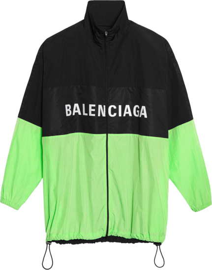 Balenciaga Black And Neon Green Windbreaker Jacket
