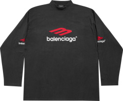 Balenciaga Black And Red 3b Sports Icon Logo Long Sleeve T Shirt