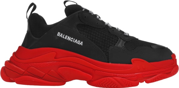 Balenciaga Black And Red Sole Triple S Sneakers