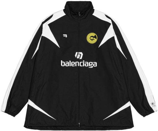 Balenciaga Black And White Soccer Logo Windbreaker Jacket