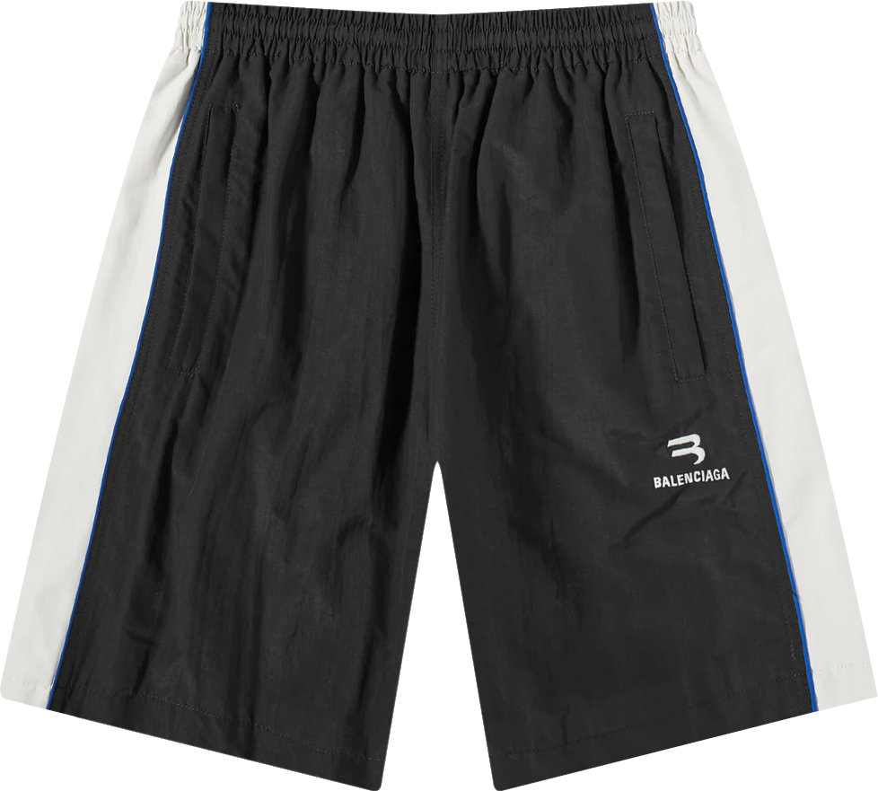 Balenciaga Black & White-Stripe 'Sporty B' Shorts | INC STYLE Balenciaga Black & White-Stripe 'Sporty B' Shorts | INC STYLE