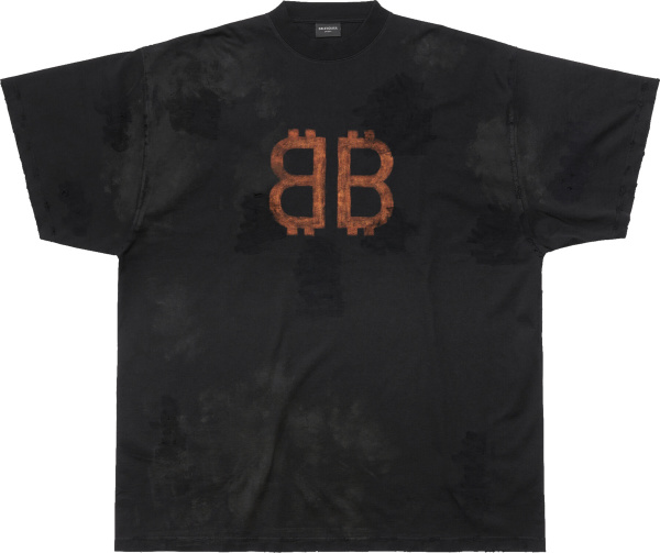Balenciaga Black Bb Crypto Logo Print T Shirt