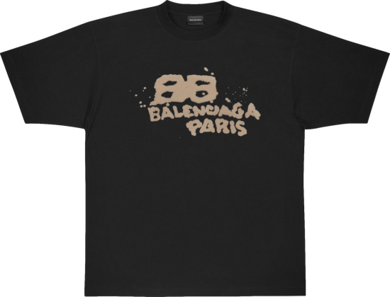 Balenciaga Black Bleached Bb Logo Print T Shirt