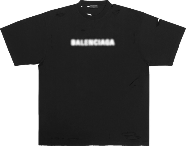 Balenciaga Black Blurred Logo T Shirt