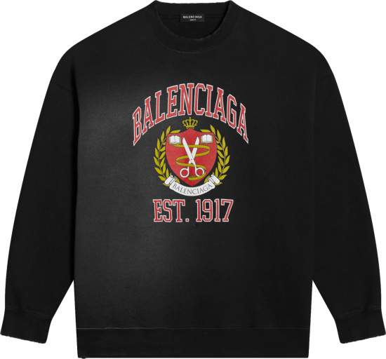Balenciaga Black College Logo Sweatshirt