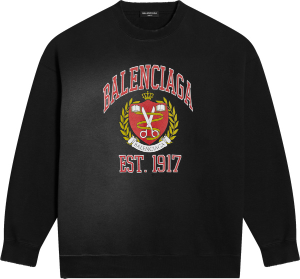 Balenciaga Black College Logo Sweatshirt