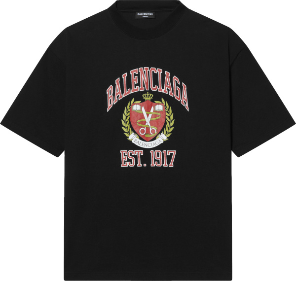 Balenciaga Black College Logo T Shirt