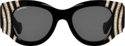 Black Wavy Crystal 'Paris Cat' Sunglasses (BB0070S)
