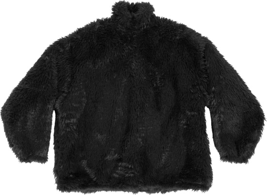 Balenciaga Black Faux Fur Oversized Bomber Jacket
