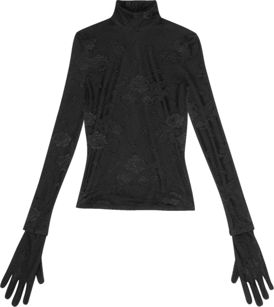 Balenciaga Black Floral Gloved Mock Shirt
