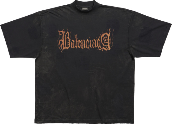 Balenciaga Black Heavy Metal Logo T Shirt