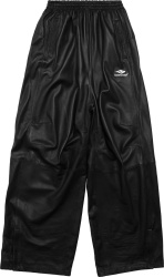 Balenciaga Black Leather 3b Sports Icon Trackpants