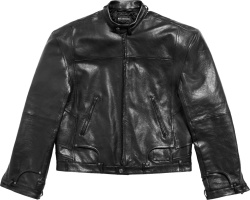 Balenciaga Black Leather Deconstructed Leather Jacket