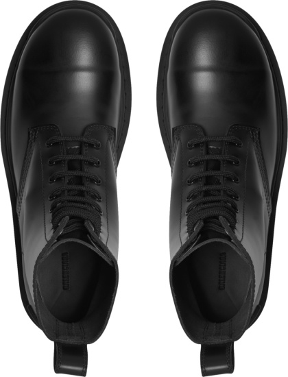 Balenciaga Black Leather Lace Up Strike Boots