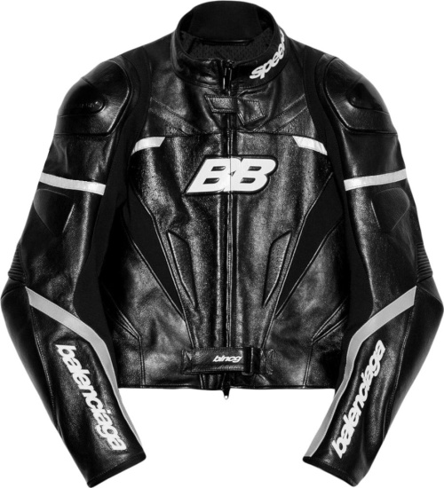 Balenciaga Black Leather 'BB' Moto Jacket | INC STYLE