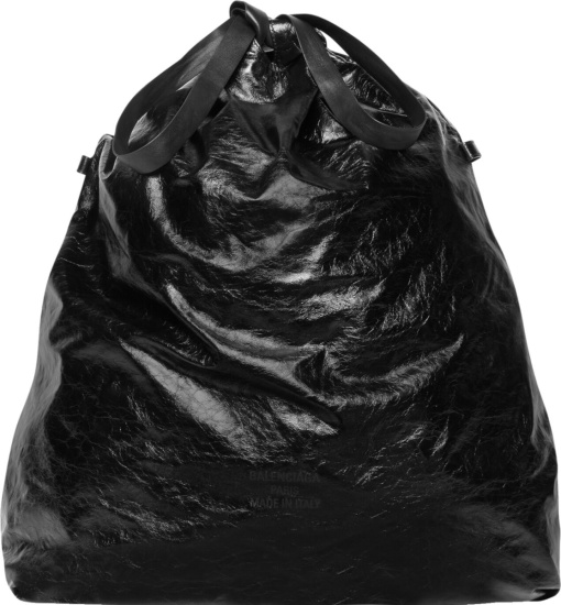 Balenciaga Black Leather Trash Bag