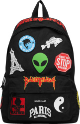 Balenciaga Black Logo Patches Canvas Backpack