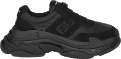 Balenciaga Black Nylon And Suede Bb Logo Triple S Sneakers