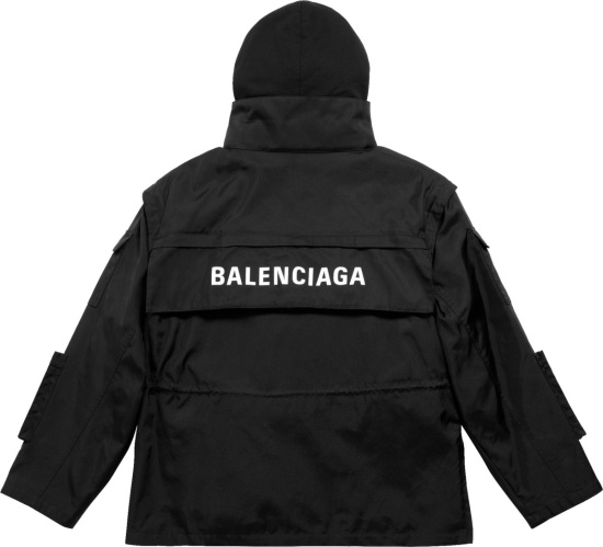 Balenciaga Black Paris All In Cargo Parka