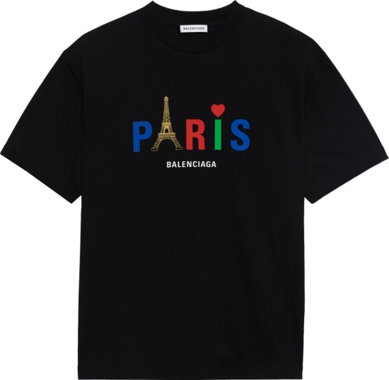 Balenciaga Black Paris Love T Shirt