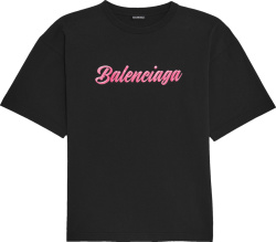 Balenciaga Black Pink Logo T Shirt