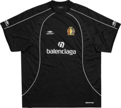 Balenciaga Black Rainbow Striped Crest Logo Soccer Jersey