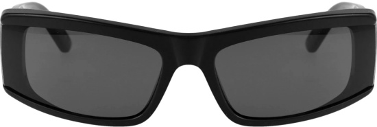 Balenciaga Black Rectangular Wrapped Sunglasses