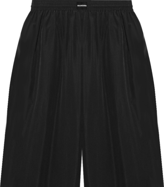 Balenciaga Black Satin Long Pajama Shorts