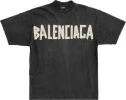 Balenciaga Black Tape Logo Print T Shirt