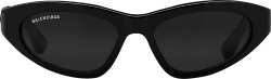 Balenciaga Black Twisted Oval Sunglasses