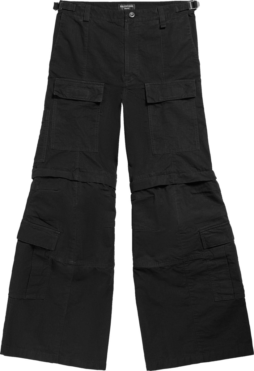 Balenciaga Black Zip-Off Flared Cargo Pants | INC STYLE