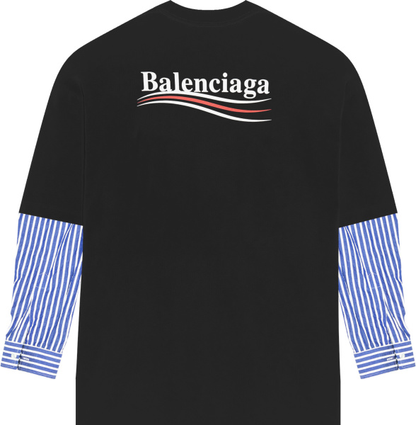 Balenciaga Blue And Blue Striped Shirt Layered T Shirt