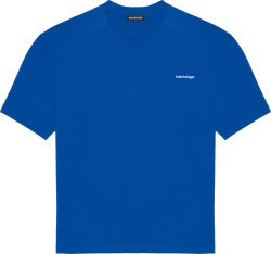 Balenciaga Blue Corporated Logo Print T Shirt