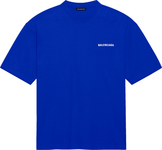 Balenciaga Blue Logo Print T Shirt