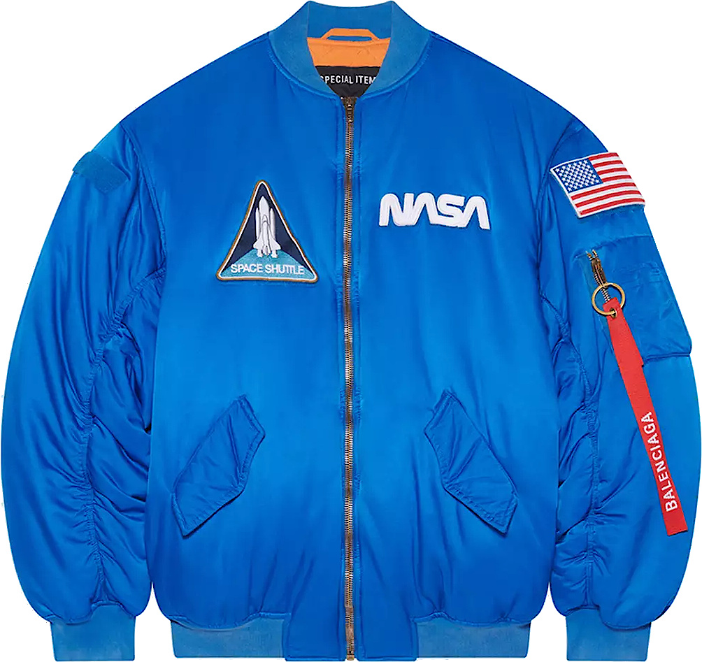 Balenciaga Blue NASA Bomber Jacket | Incorporated Style