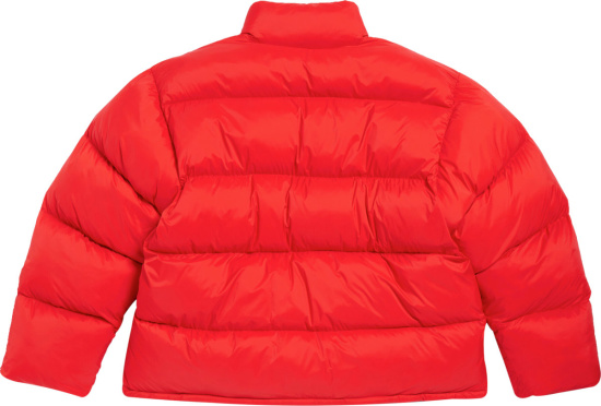 Balenciaga Bright Red 3b Sports Icon Down Puffer Jacket