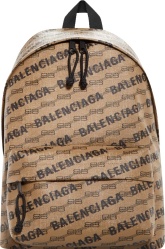 Balenciaga Brown Diagonal Logo Coated Canvas Backpack
