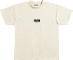 Balenciaga Cream Bb Paris Icon Logo T Shirt