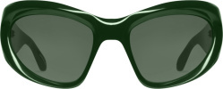 Balenciaga Dark Green Oversized Oval Wrap Sunglasses