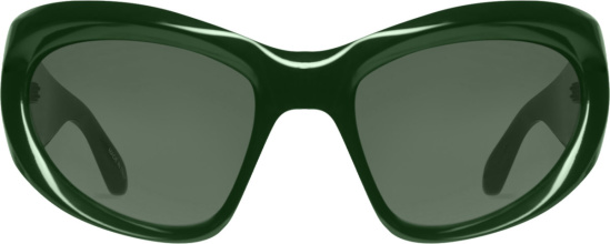 Balenciaga Dark Green Oversized Oval Wrap Sunglasses