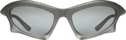 Balenciaga Dark Grey Matte And Silver Lens Bat Rectangle Sunglasses