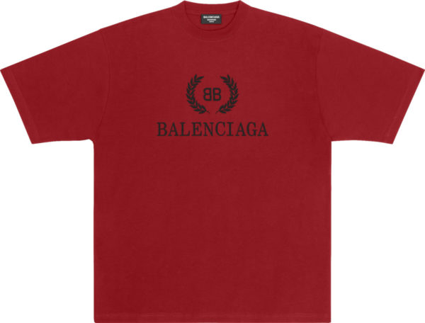 Balenciaga Dark Red Bb Laurel Logo T Shirt