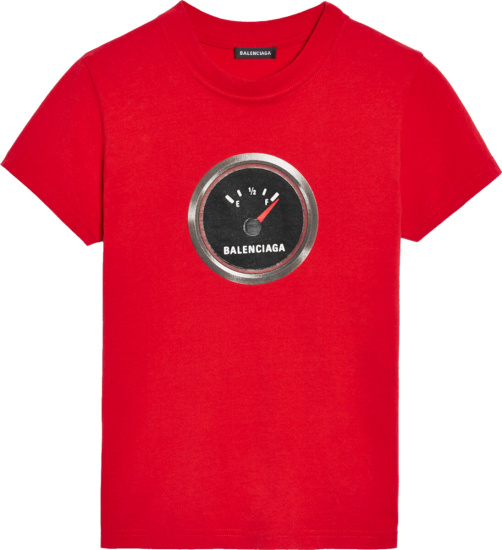 Balenciaga Fuel Gauge Print Red T Shirt