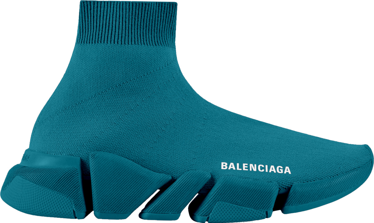 Balenciaga Teal Knit 'Speed 2.0' Sneakers | Incorporated Style
