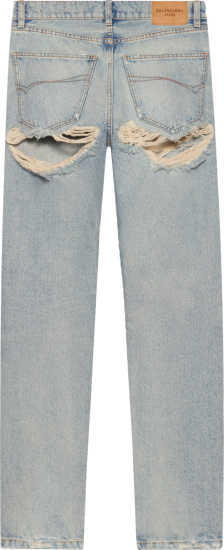 Balenciaga Light Blue Tinted Destroyed Normal Jeans