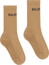 Balenciaga Light Brown And Black Logo Tennis Socks
